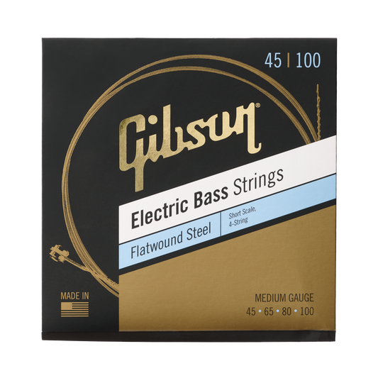 Gibson Flatwound Electric Bass Strings, Short Scale, Medium Gauge Bass Strings Gibson
