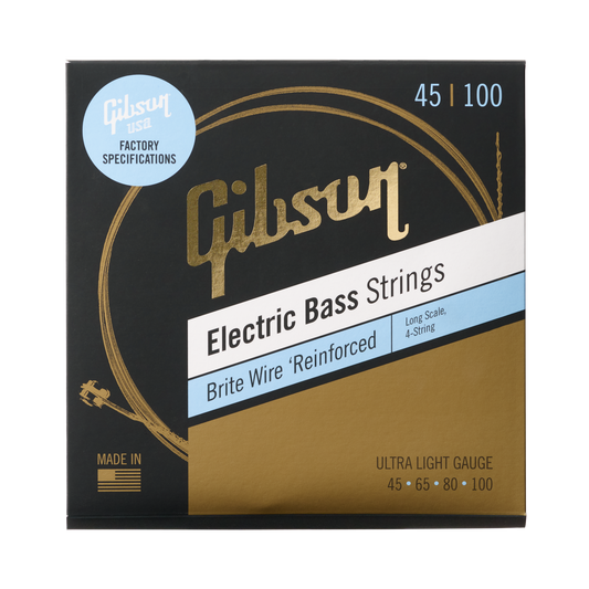Gibson Brite Wire Electric Bass Strings, Long Scale, Ultra-Light Bass Strings Gibson