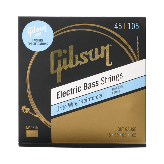 Gibson Brite Wire Electric Bass Strings, Short Scale, Light Gauge Bass Strings Gibson