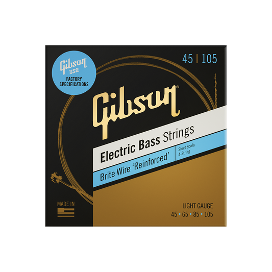 Gibson Brite Wire Electric Bass Strings, Short Scale, Light Gauge Bass Strings Gibson