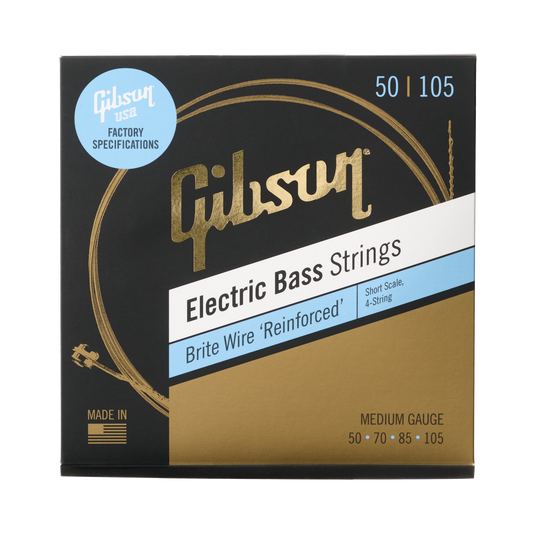 Gibson Brite Wire Electric Bass Strings, Short Scale, Medium Gauge Bass Strings Gibson