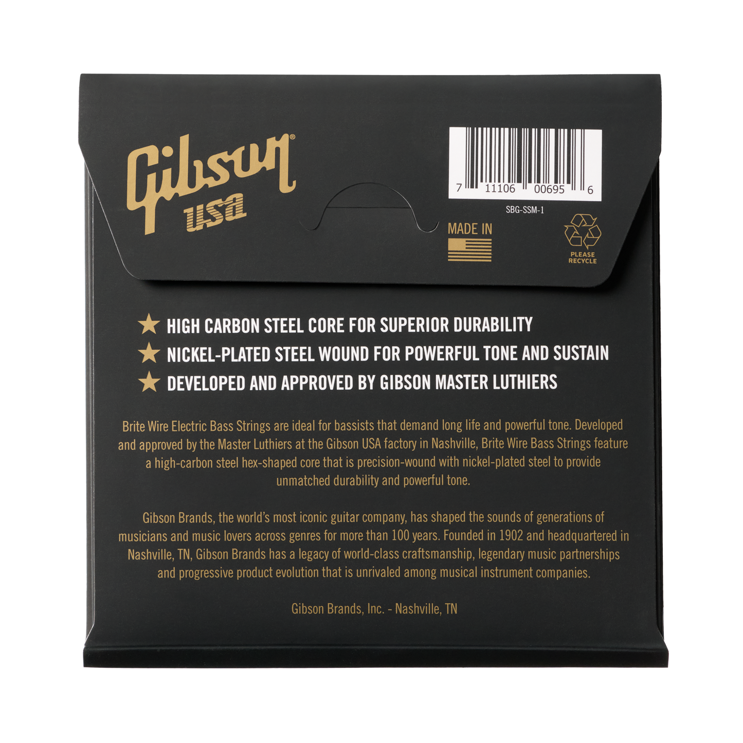 Gibson Brite Wire Electric Bass Strings, Short Scale, Medium Gauge Bass Strings Gibson