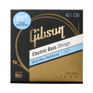 Gibson Brite Wire Electric Bass Strings, Long Scale, 5-String, Light Gauge Bass Strings Gibson
