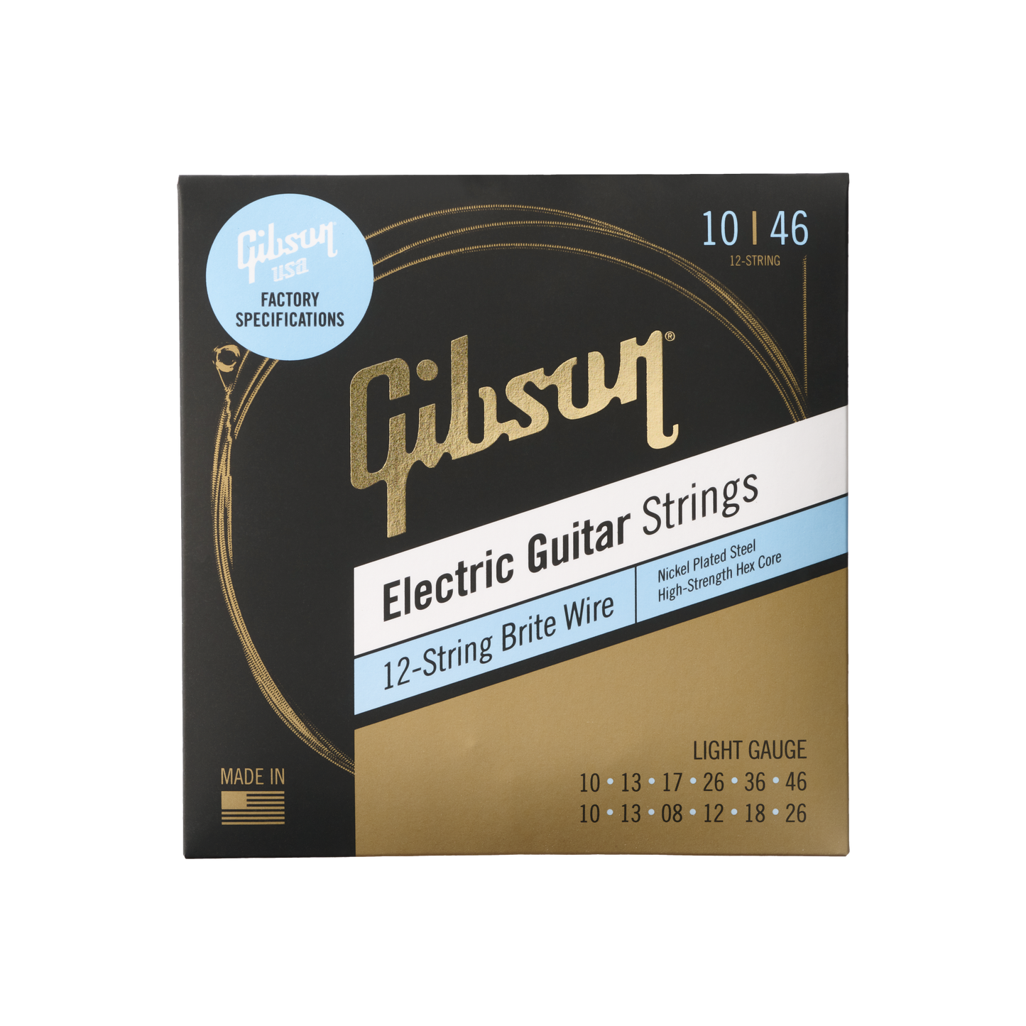 Gibson Brite Wire Electric Guitar Strings, 12-String Electric Strings Gibson