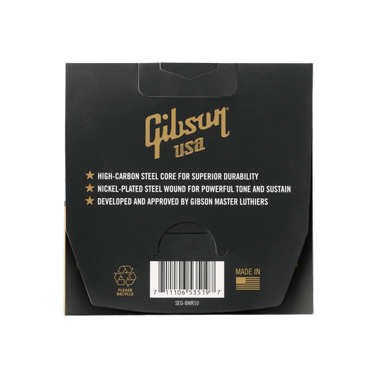 Gibson Brite Wire Reinforced Electric Guitar Strings, Light Gauge Electric Strings Gibson