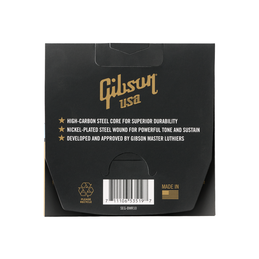 Gibson Brite Wire Reinforced Electric Guitar Strings, Light Gauge Electric Strings Gibson