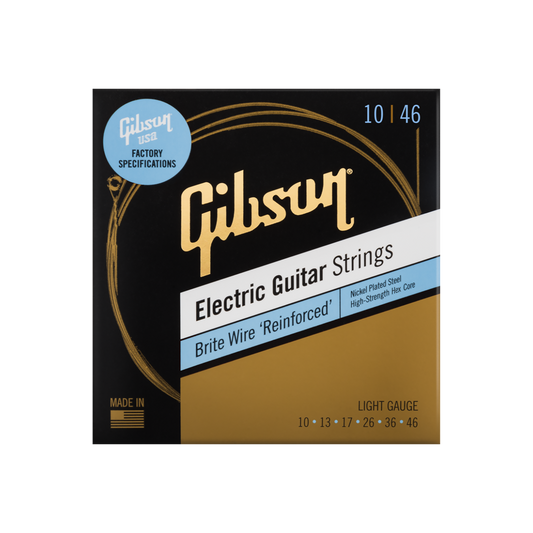 Gibson Brite Wire Reinforced Electric Guitar Strings, Light Gauge Electric Strings Gibson