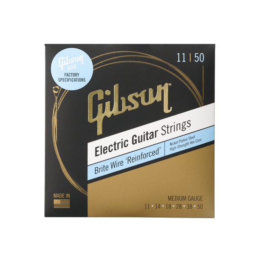 Gibson Brite Wire Reinforced Electric Guitar Strings, Medium Gauge Electric Strings Gibson