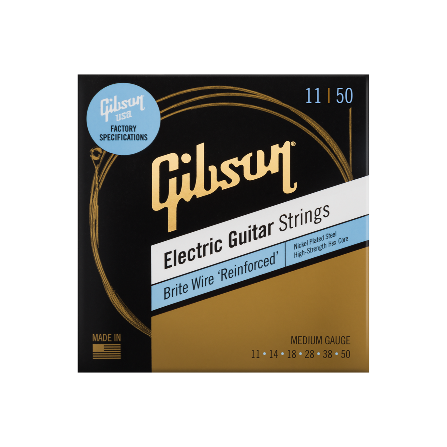 Gibson Brite Wire Reinforced Electric Guitar Strings, Medium Gauge Electric Strings Gibson