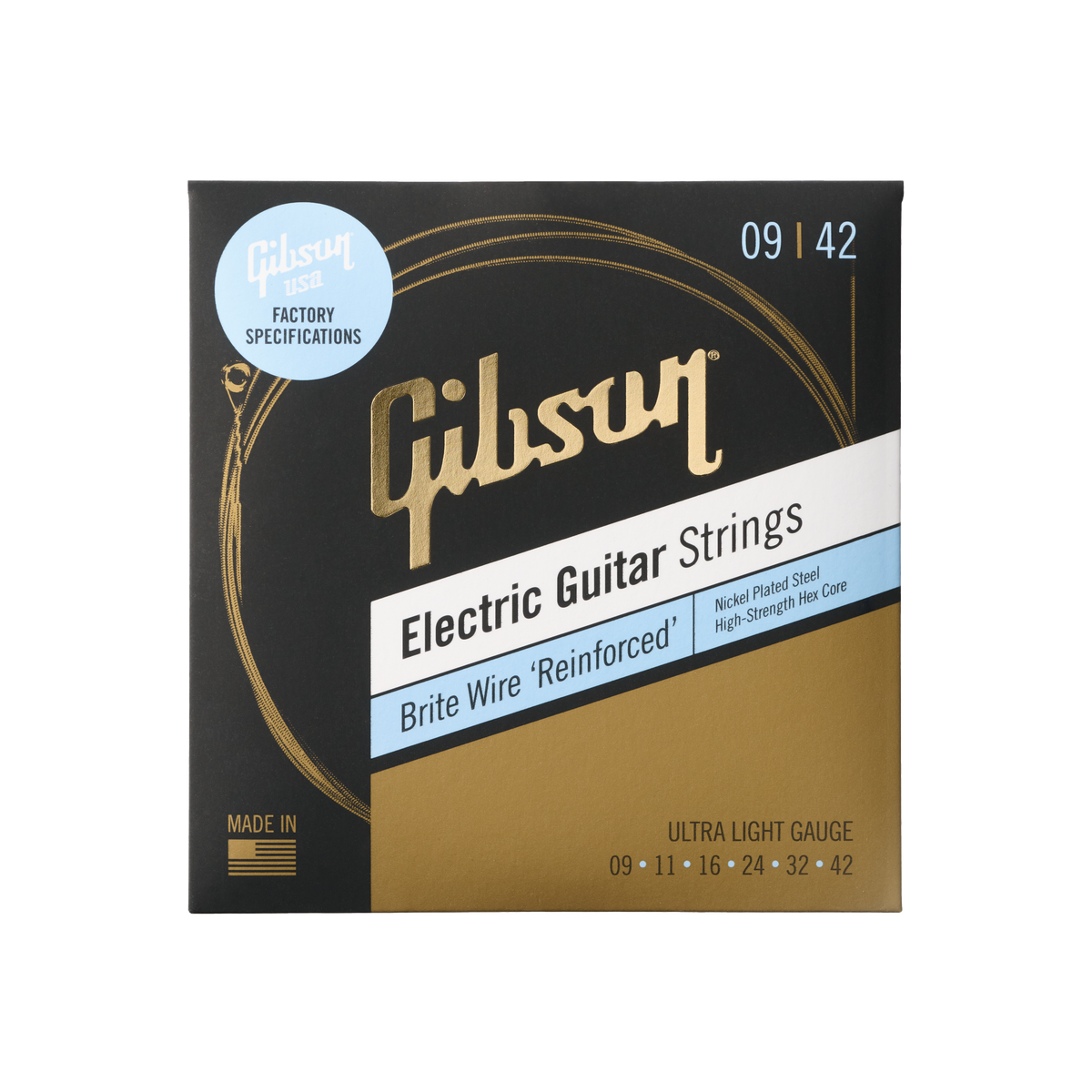 Gibson Brite Wire Reinforced Electric Guitar Strings, Ultra-Light Gauge Electric Strings Gibson