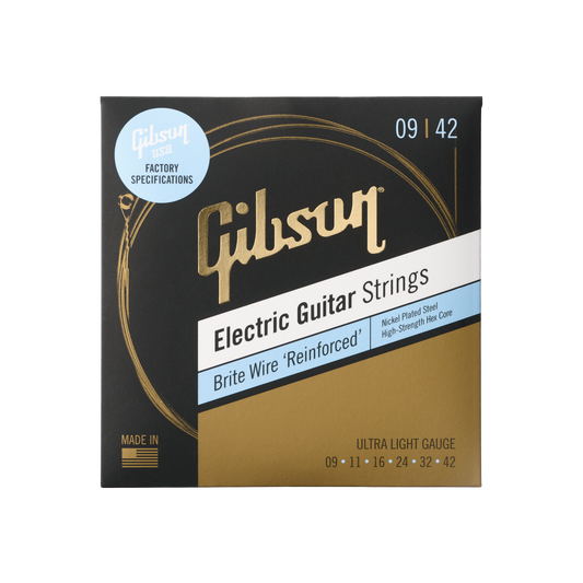Gibson Brite Wire Reinforced Electric Guitar Strings, Ultra-Light Gauge Electric Strings Gibson