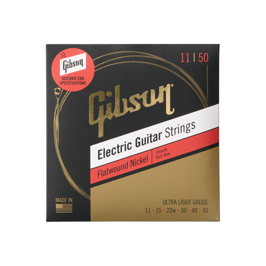 Gibson Flatwound Electric Guitar Strings, Ultra-Light Gauge Electric Strings Gibson