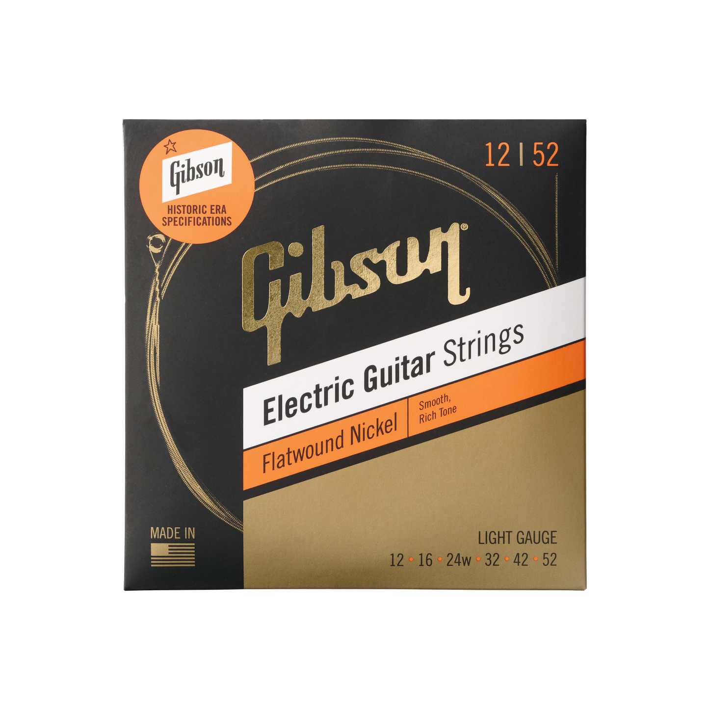 Gibson Flatwound Electric Guitar Strings, Light Gauge Electric Strings Gibson