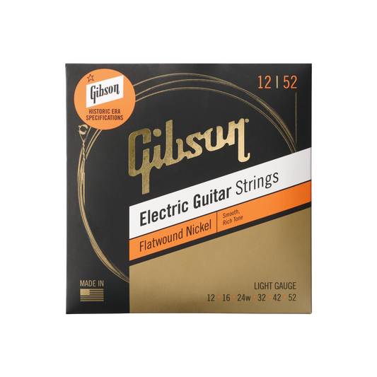 Gibson Flatwound Electric Guitar Strings, Light Gauge Electric Strings Gibson
