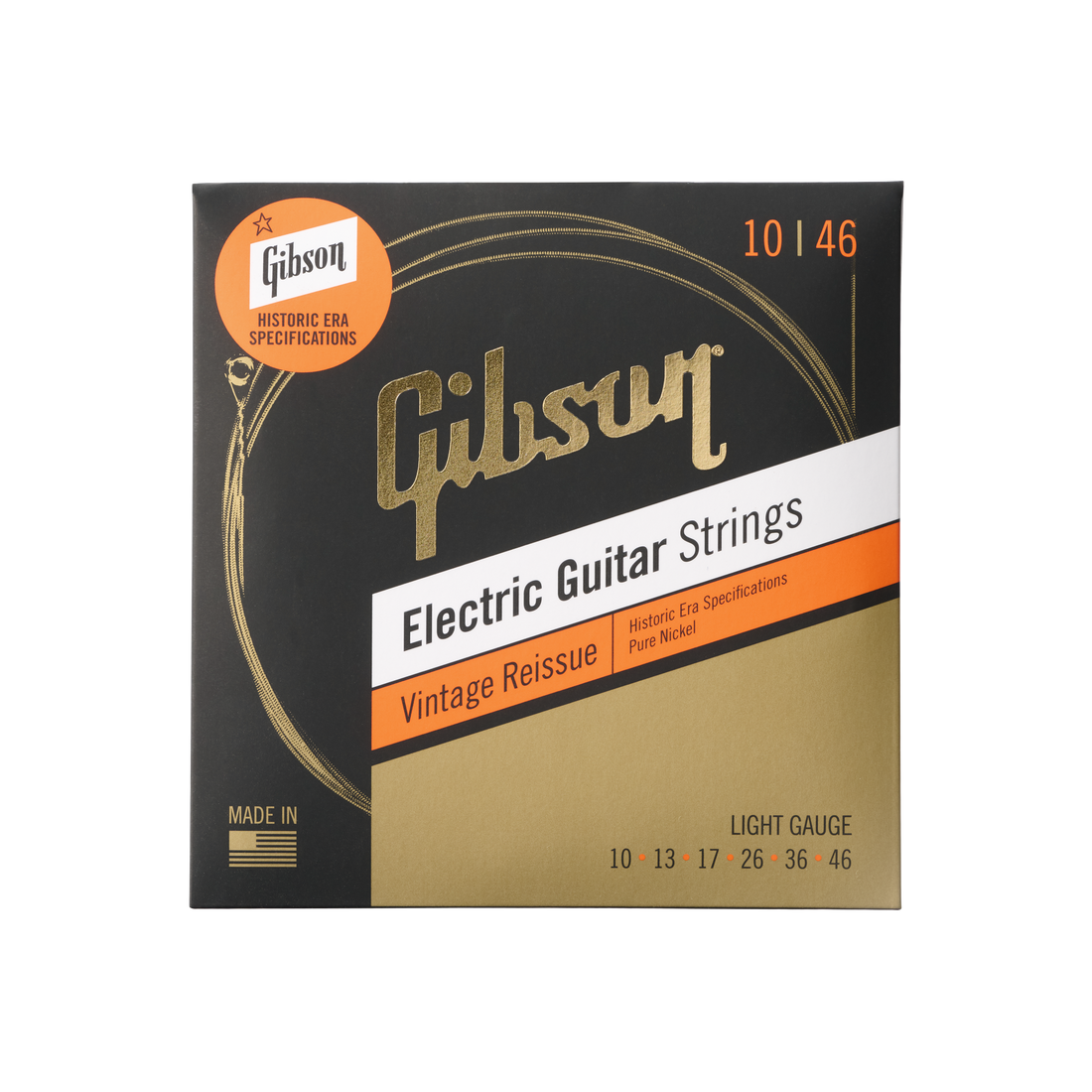 Gibson Vintage Reissue Electric Guitar Strings, Light Gauge Electric Strings Gibson