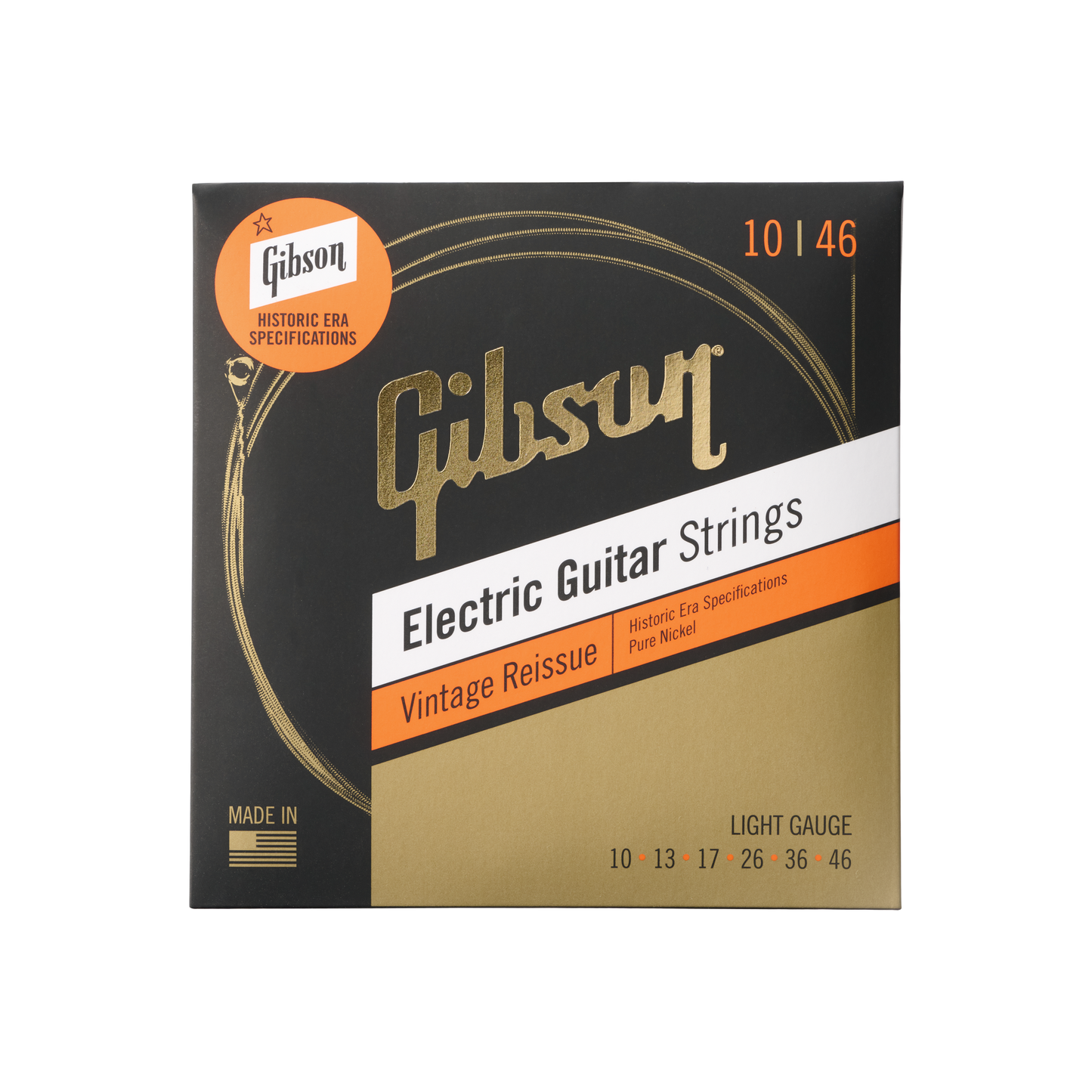 Gibson Vintage Reissue Electric Guitar Strings, Light Gauge Electric Strings Gibson