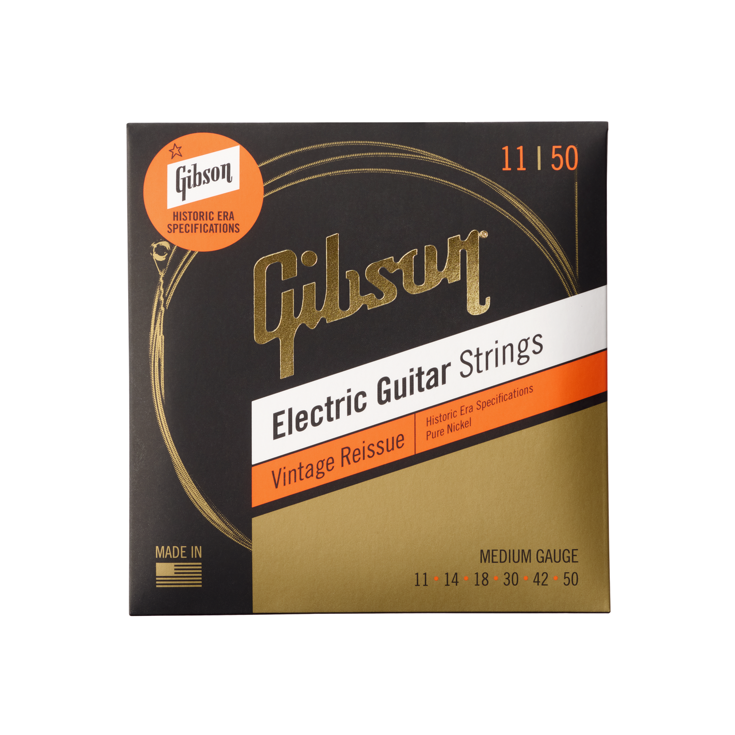 Gibson Vintage Reissue Electric Guitar Strings, Medium Gauge Electric Strings Gibson