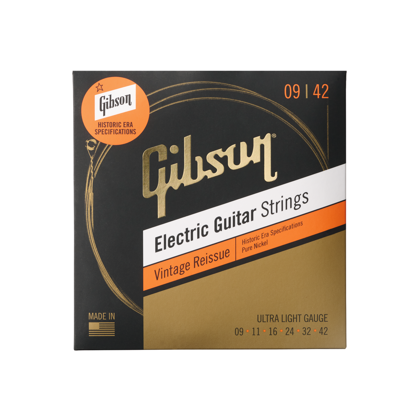Gibson Vintage Reissue Electric Guitar Strings, Ultra-Light Gauge Electric Strings Gibson