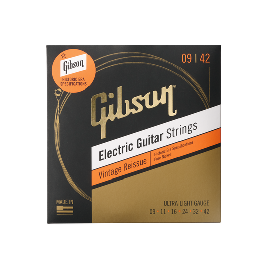Gibson Vintage Reissue Electric Guitar Strings, Ultra-Light Gauge Electric Strings Gibson