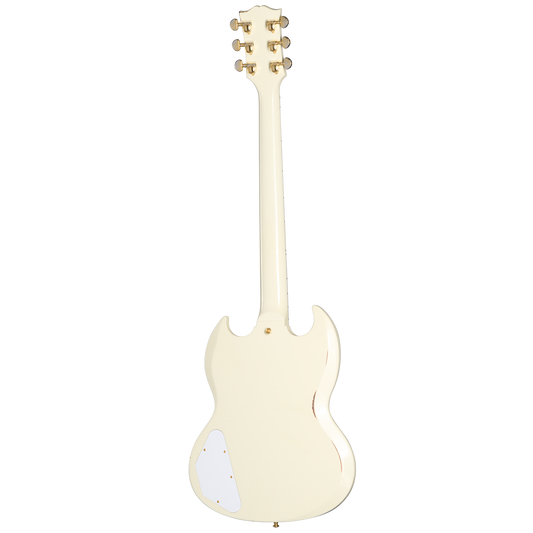 Gibson Custom 1962 Les Paul SG Custom Reissue with Ebony Block, Light Aged, Vintage White, Exclusive Electric Guitar Gibson Custom