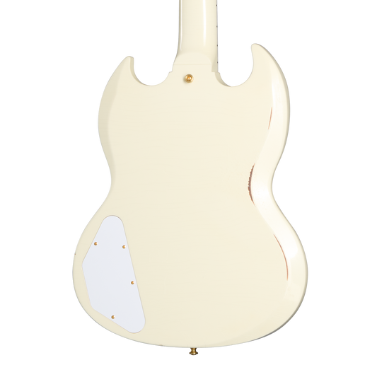 Gibson Custom 1962 Les Paul SG Custom Reissue with Ebony Block, Light Aged, Vintage White, Exclusive Electric Guitar Gibson Custom