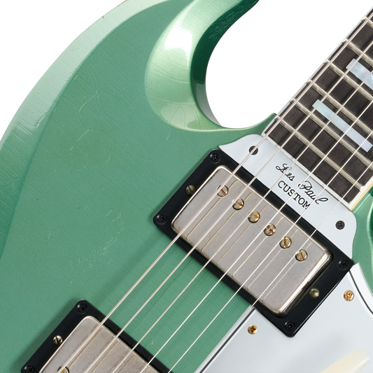 Gibson Custom 1963 Les Paul SG Custom Reissue, Light Aged, Inverness Green Electric Guitar Gibson Custom