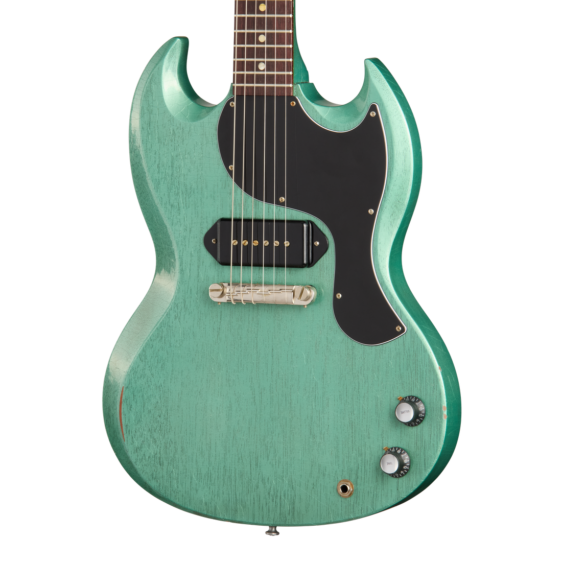 Gibson Custom 1963 Les Paul SG Junior Reissue, Light Aged, TV Inverness Green Electric Guitar Gibson Custom