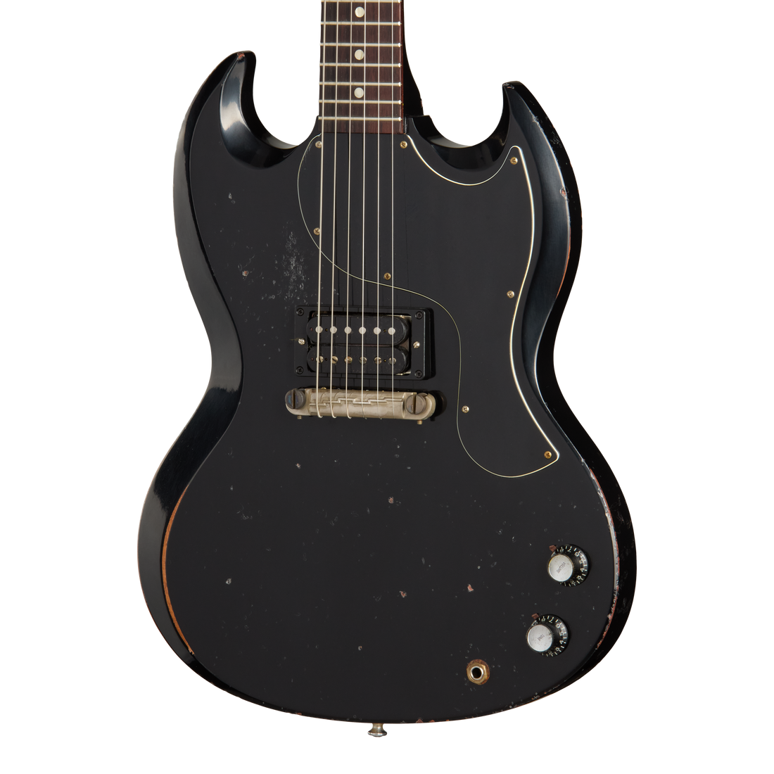 Gibson Custom 1963 SG Junior Reissue, Heavy Aged, Ebony Electric Guitar Gibson Custom