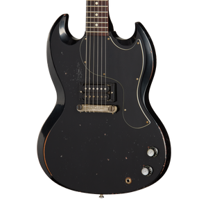 Gibson Custom 1963 SG Junior Reissue, Heavy Aged, Ebony Electric Guitar Gibson Custom