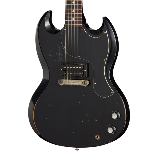 Gibson Custom 1963 SG Junior Reissue, Heavy Aged, Ebony Electric Guitar Gibson Custom