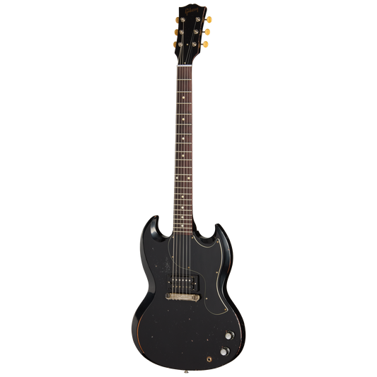 Gibson Custom 1963 SG Junior Reissue, Heavy Aged, Ebony Electric Guitar Gibson Custom