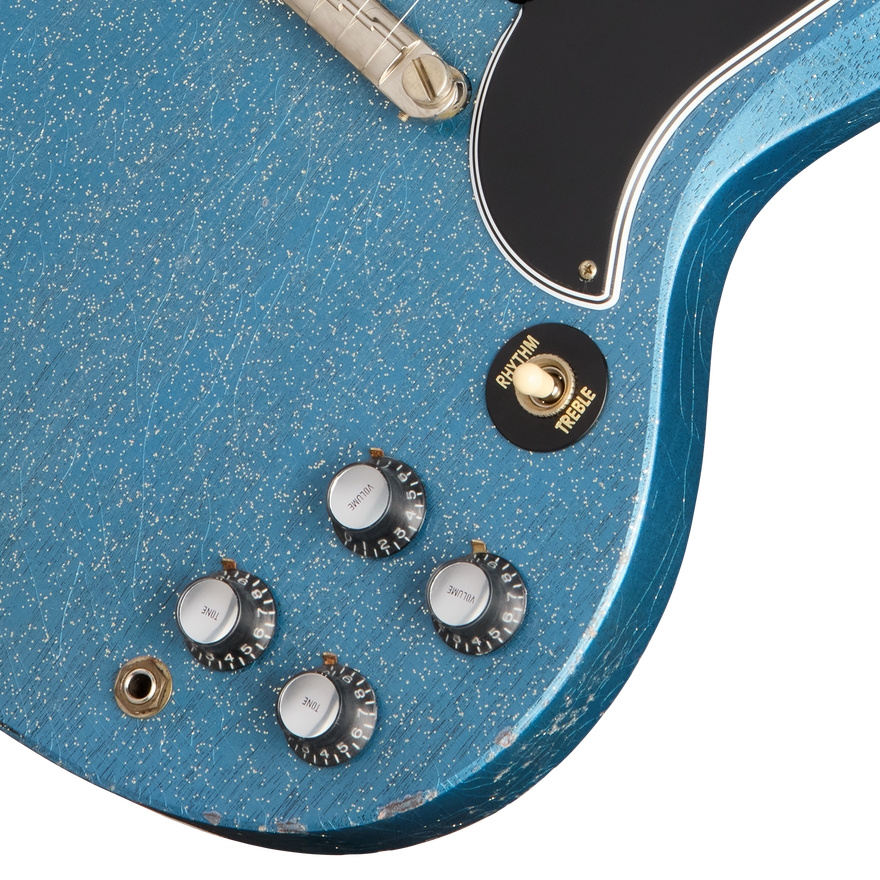 Gibson Custom 1963 SG Special Reissue, Light Aged, TV Pelham Blue Sparkle Electric Guitar Gibson Custom