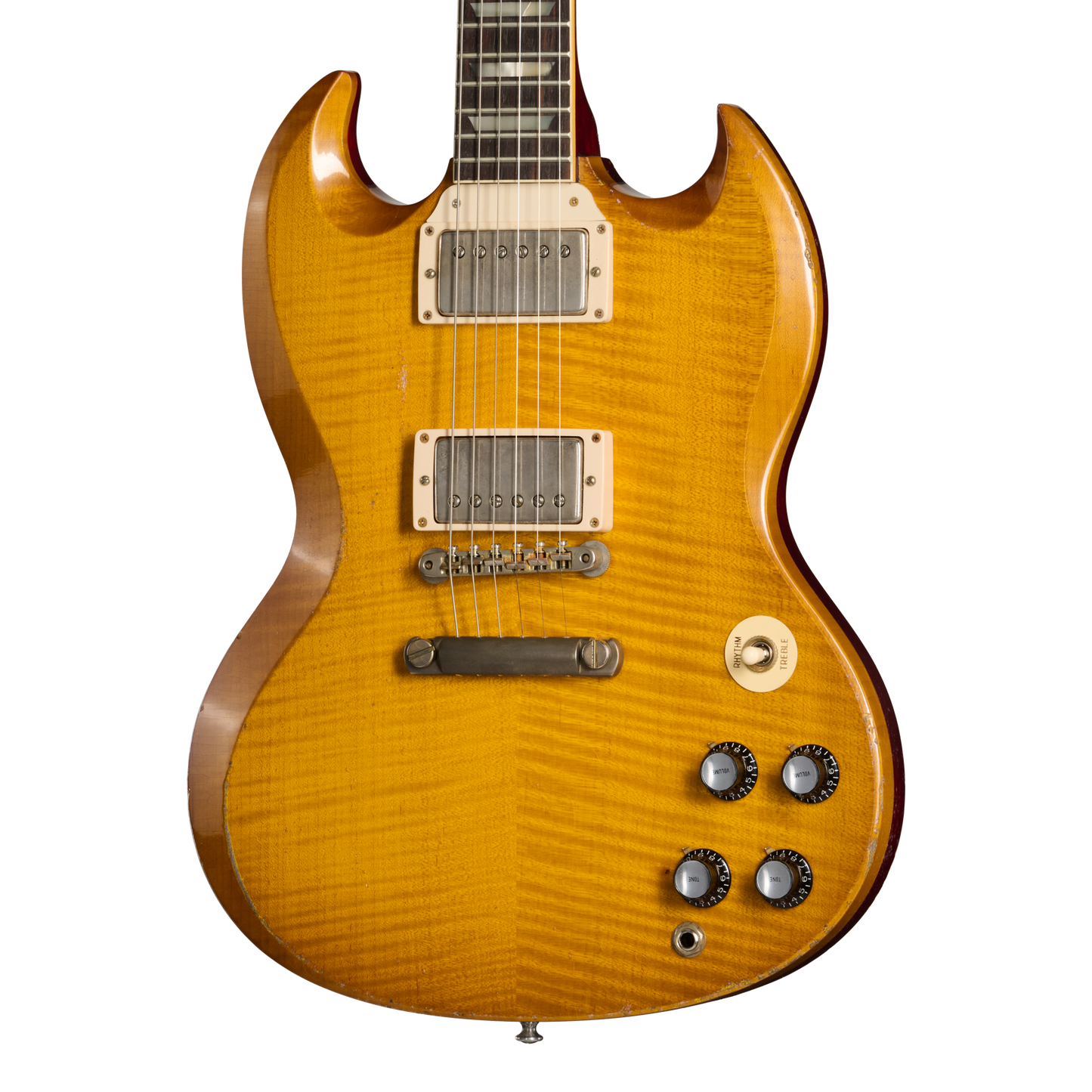 Gibson Custom 1961 Les Paul SG Standard Reissue with Figured Top, Light Aged, Lemon Burst Electric Guitar Gibson Custom