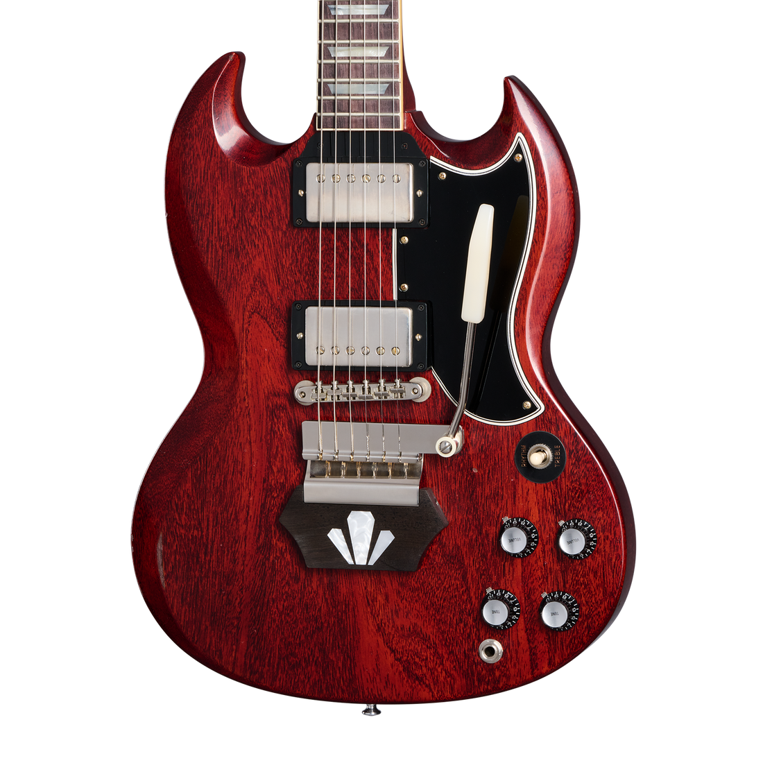 Gibson Custom 1962 Les Paul SG Standard with Ebony Block, Light Aged, Cherry, Exclusive Electric Guitar Gibson Custom