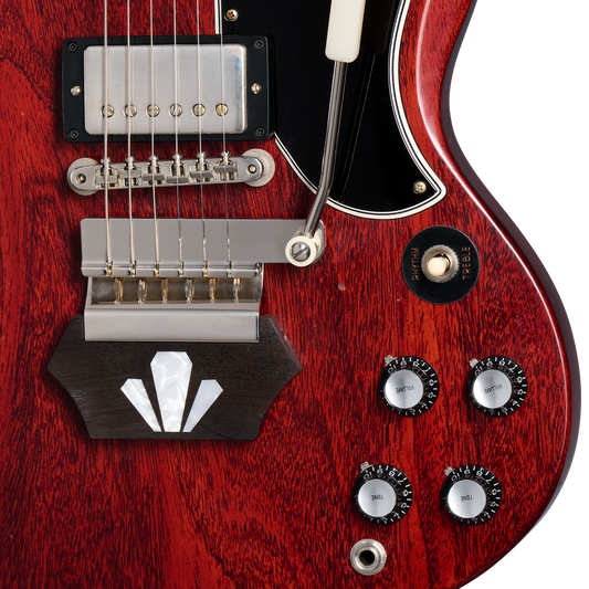 Gibson Custom 1962 Les Paul SG Standard with Ebony Block, Light Aged, Cherry, Exclusive Electric Guitar Gibson Custom