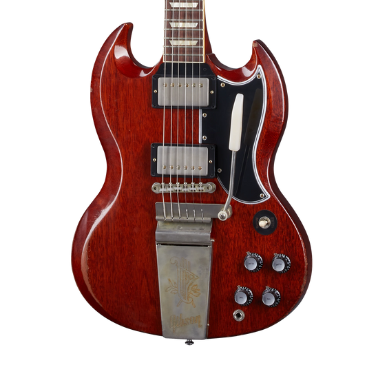 Gibson Custom 1964 SG Standard Reissue with Maestro, Heavy Aged, Faded Cherry Electric Guitar Gibson Custom