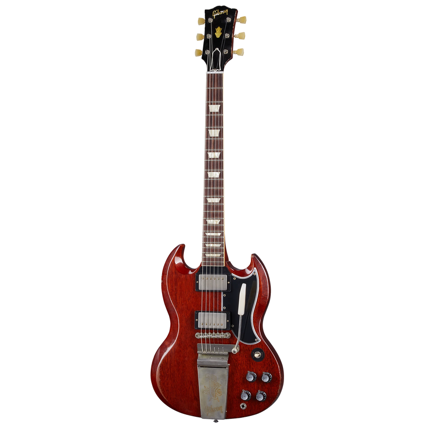 Gibson Custom 1964 SG Standard Reissue with Maestro, Heavy Aged, Faded Cherry Electric Guitar Gibson Custom