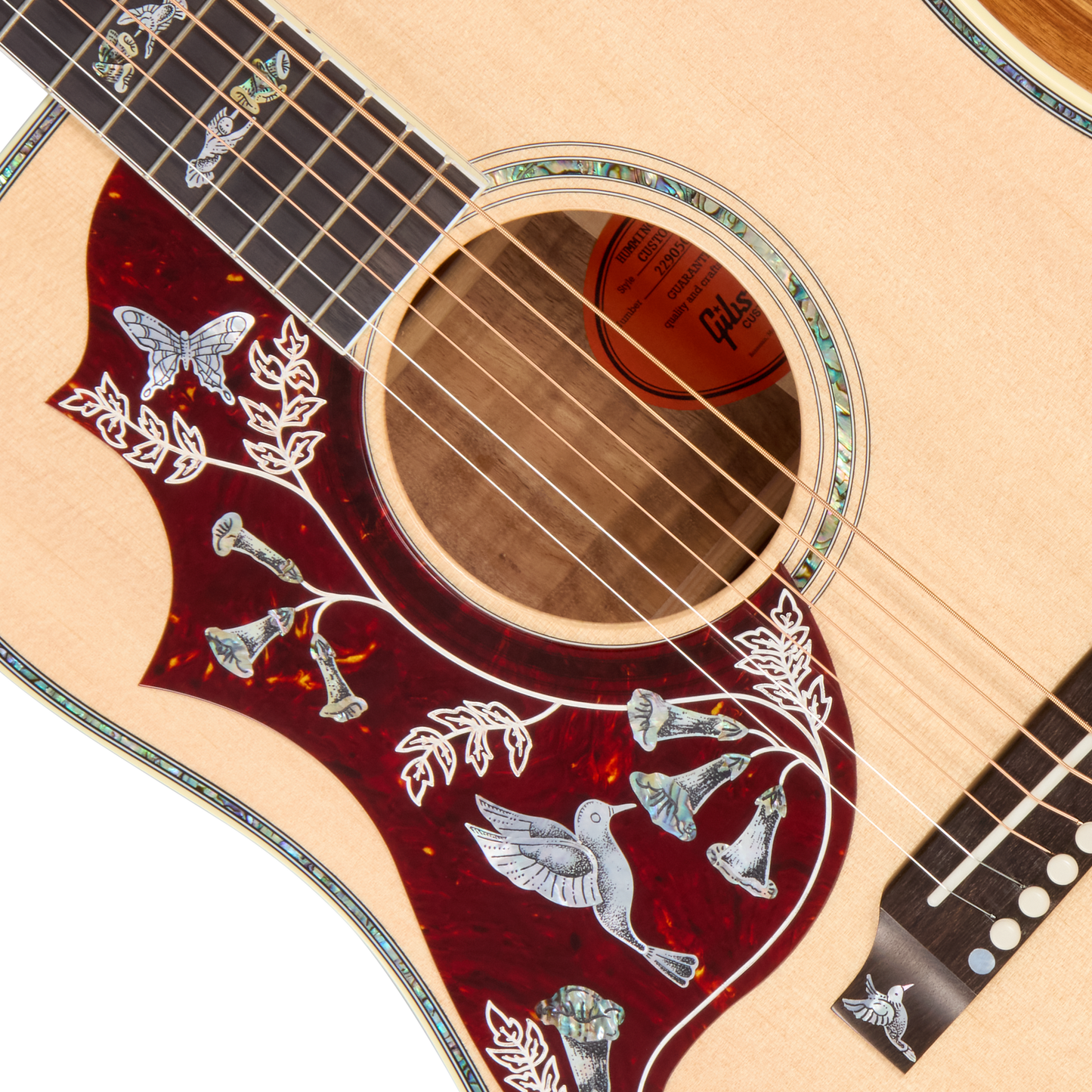 Gibson Custom Hummingbird Custom Koa, Left-Handed, Antique Natural Acoustic Guitar Gibson Custom
