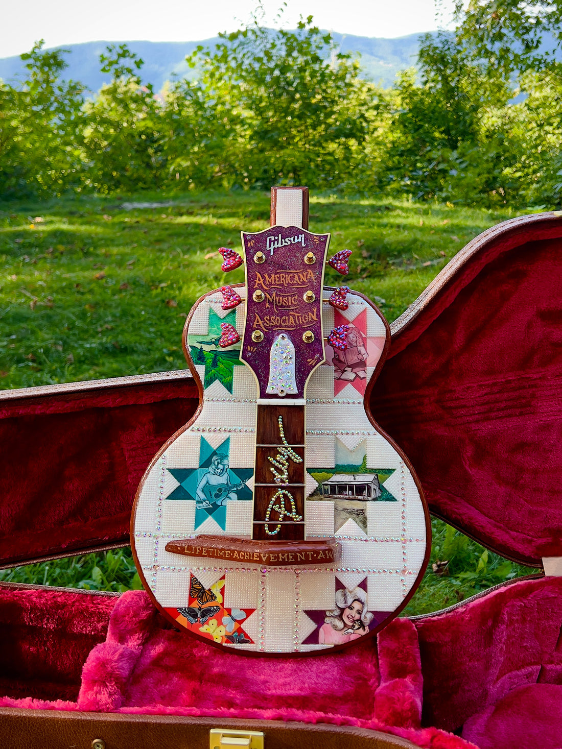 Dolly Parton guitar art trophy