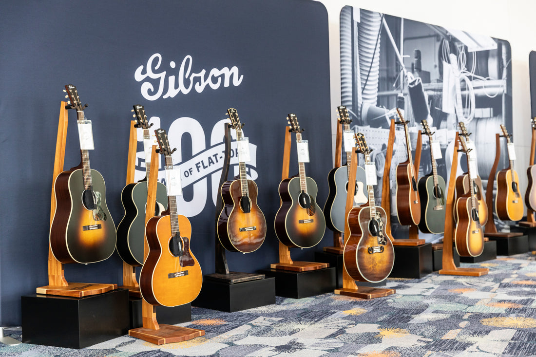 New Gibson acoustics, including the Century Collection, on display at NAMM 2026