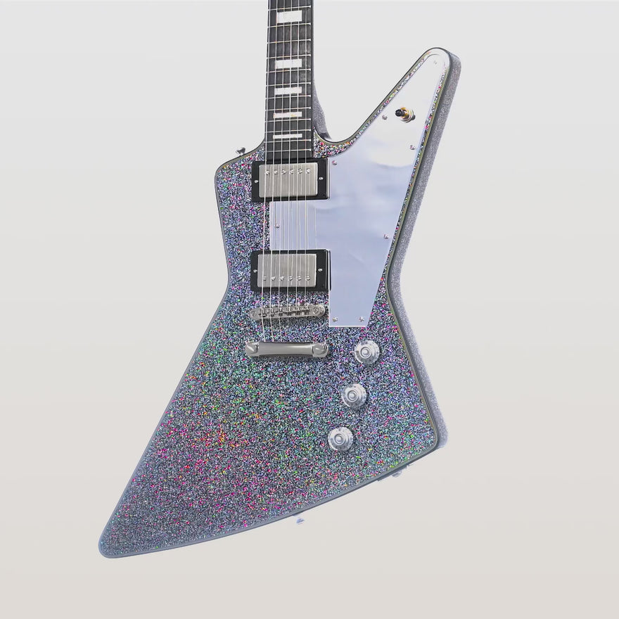 Epiphone Lzzy Hale Explorer Custom, Black Diamond Holographic Sparkle Electric Guitar Epiphone