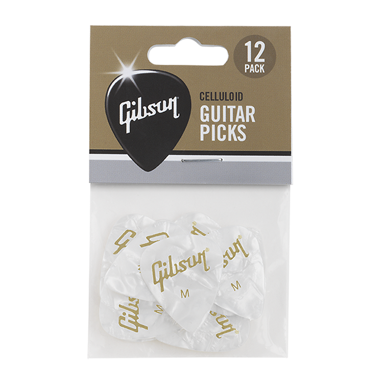 Gibson Pearloid White Picks, 12-Pack, Medium Picks Gibson
