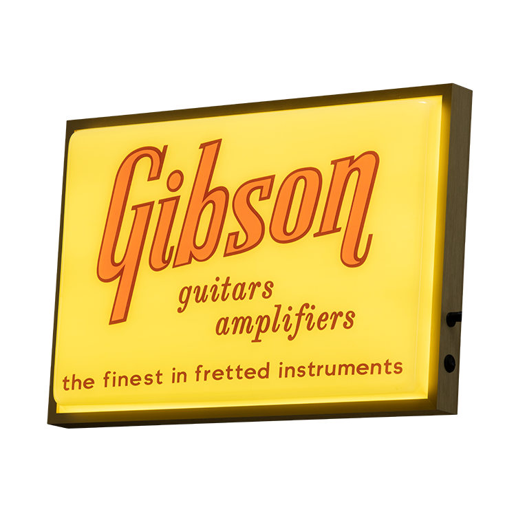 Gibson Vintage Lighted Sign, Guitars & Amplifiers Signage Gibson