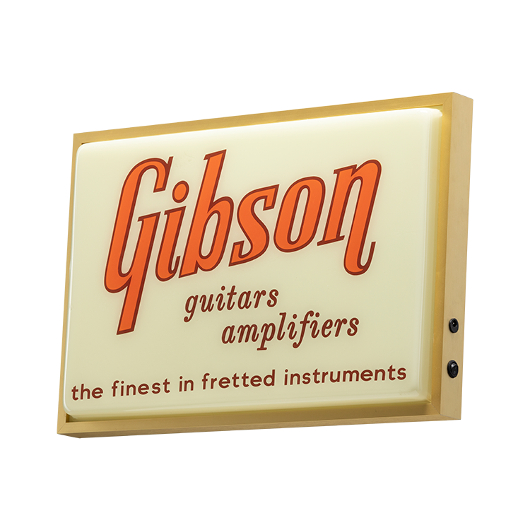 Gibson Vintage Lighted Sign, Guitars & Amplifiers Signage Gibson