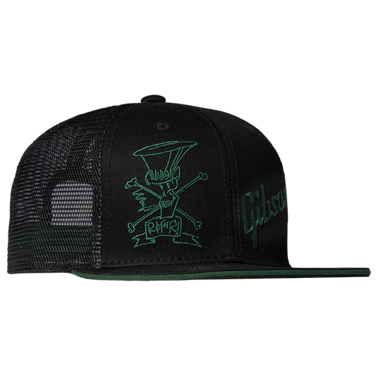 Gibson Slash 'Skully' Trucker Hat, Black & Green Headwear Gibson